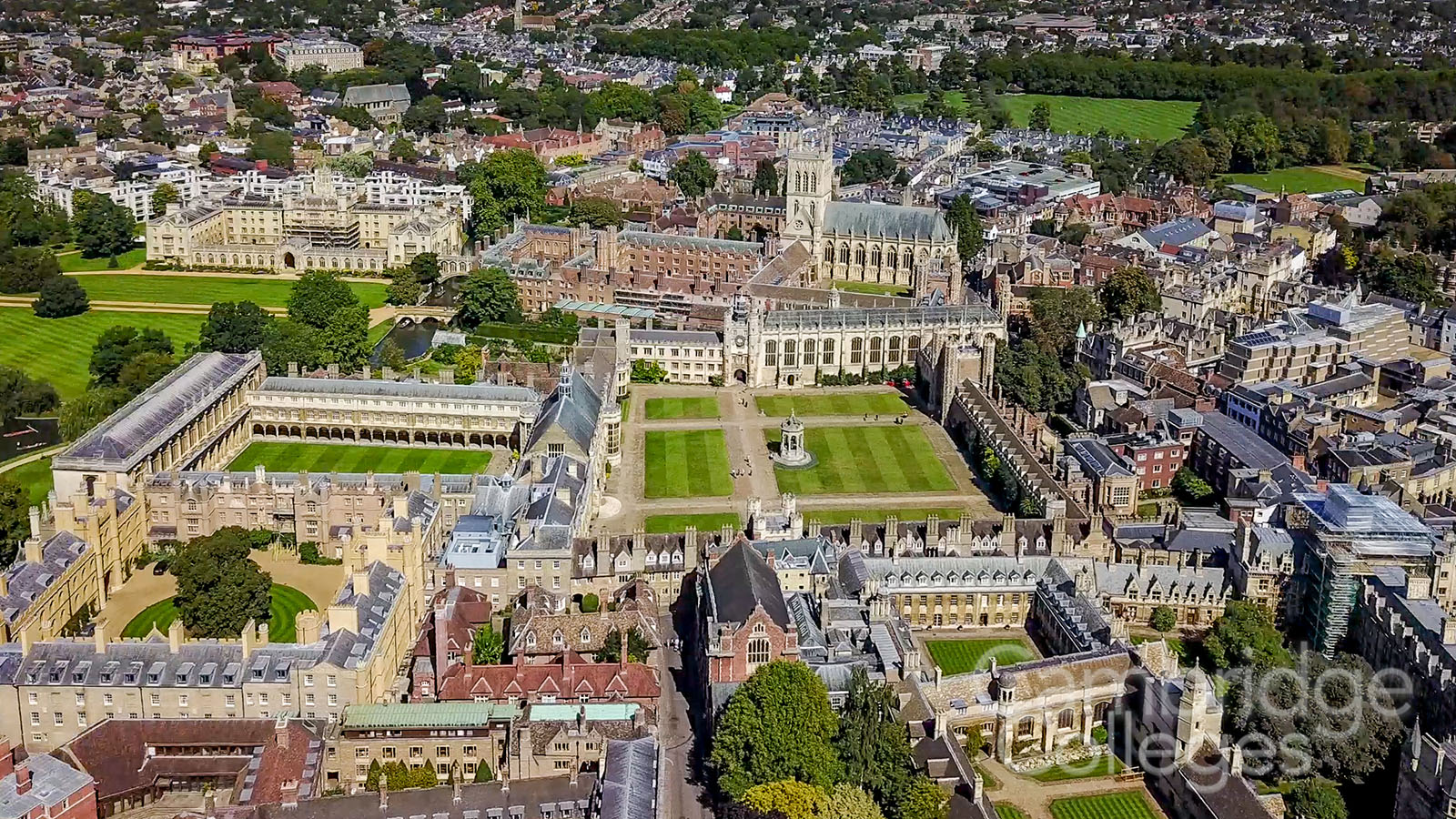 A bird's eye view of Trinity college, Cambridge