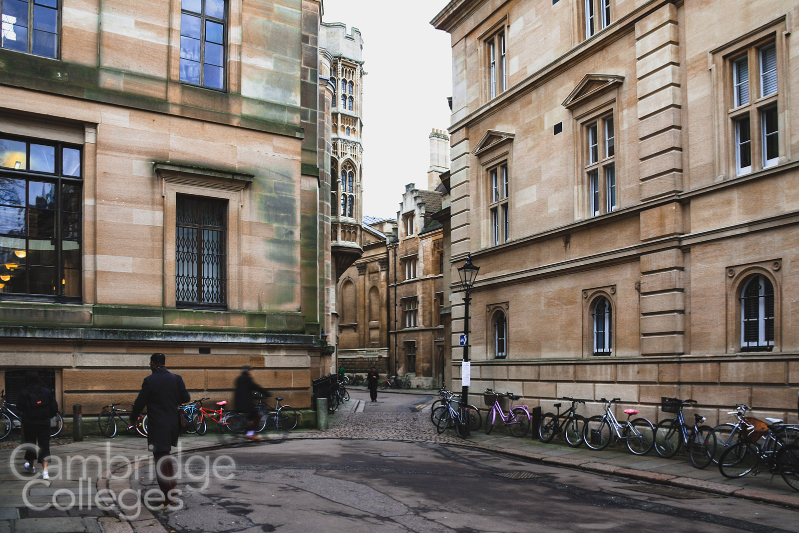 The point where Trinity Hall, Clare and Gonville and Caius Colleges all meet