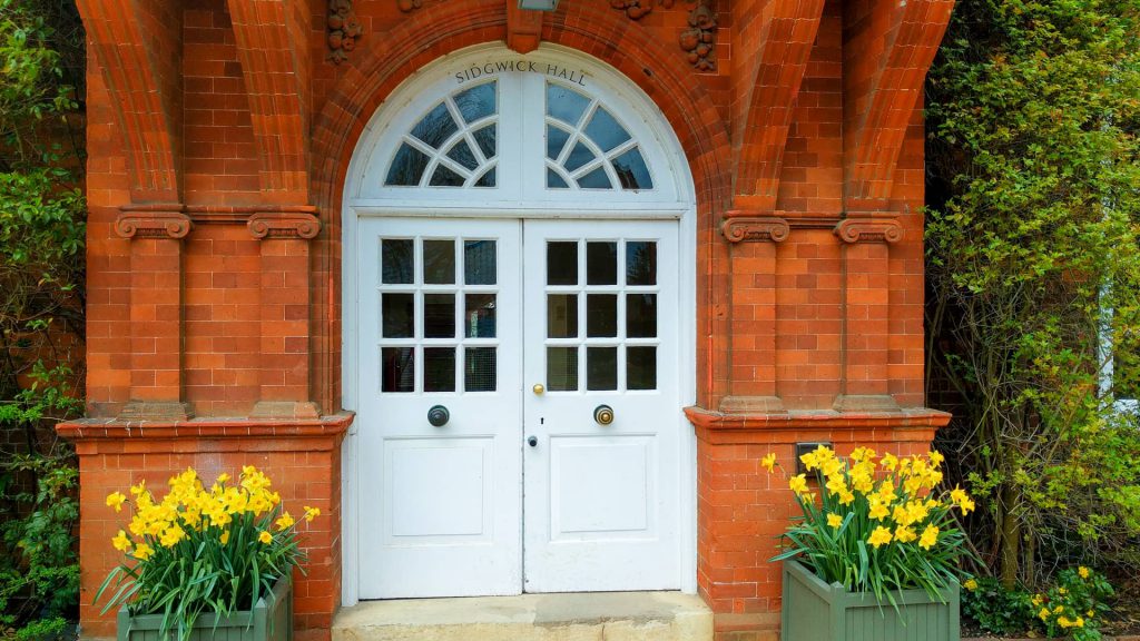 An entrance to Sidgwick Hall, Newnham College
