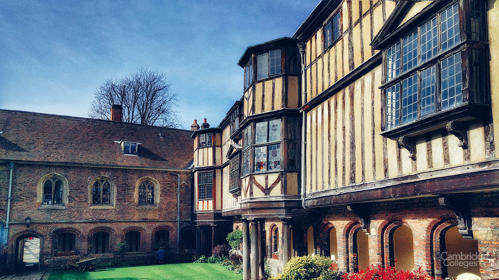 The beautiful Cloister court of Queens' college, Cambridge