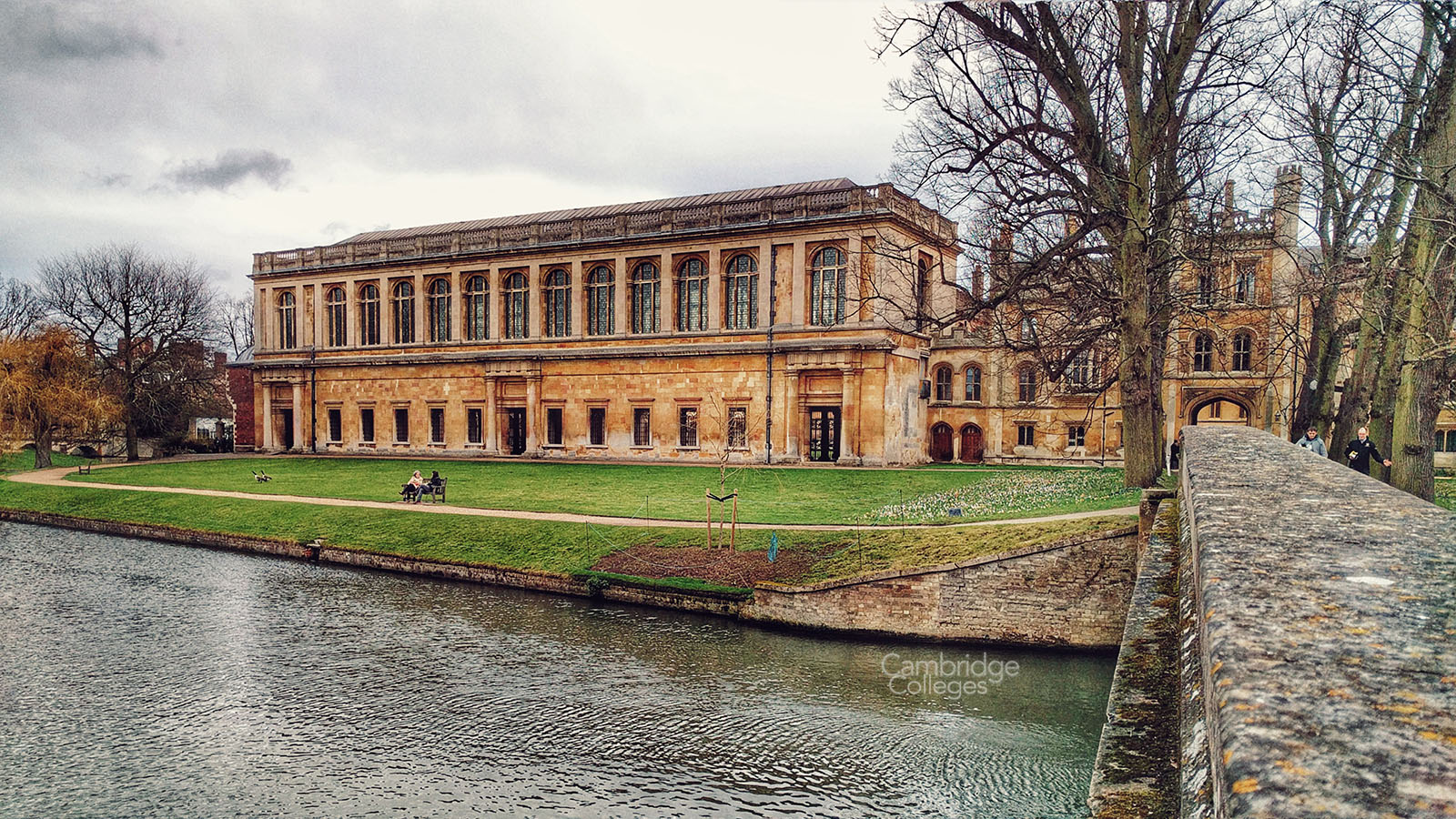 Trinity college's Wren library as seen from Trinity bridge on a winter's day