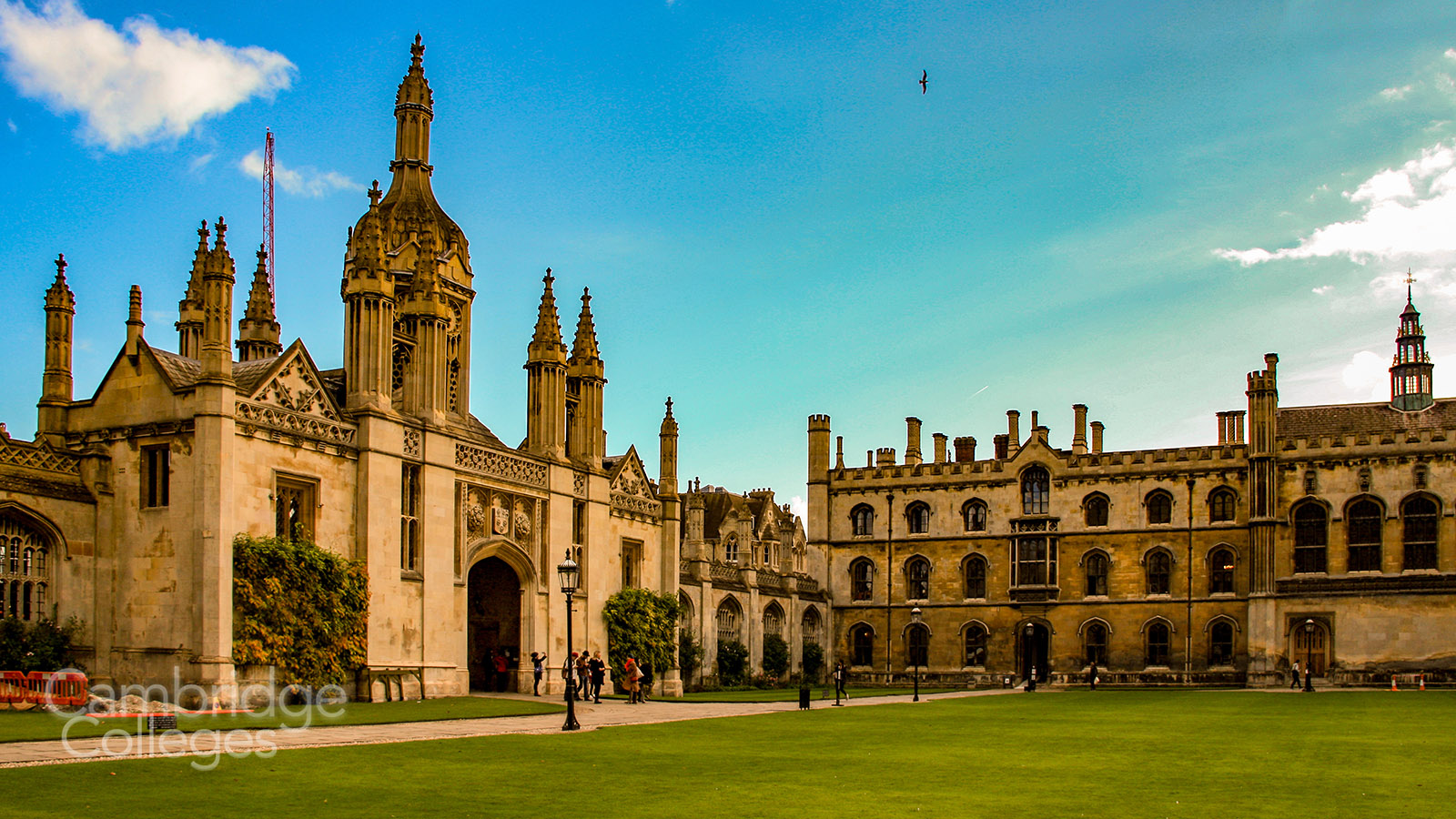 The gatehouse and front screen of King's college as seen from within front court