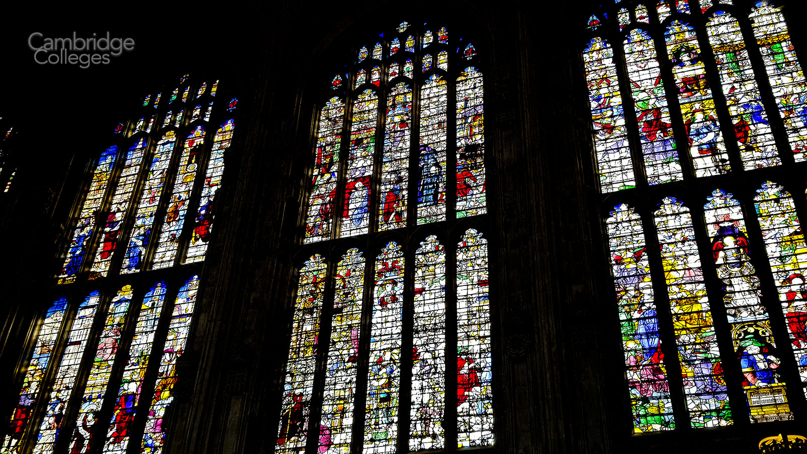 Some of the stained glass windows from Kings college chapel, Cambridge
