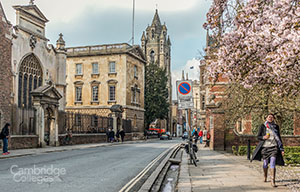 Peterhouse college, as seen from Trumpingto St in Cambridge