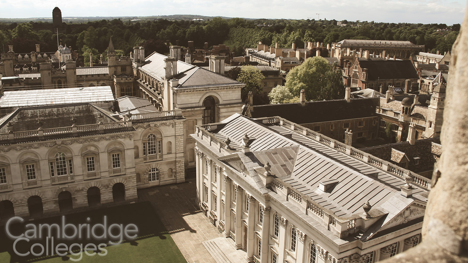 Senate House and some of the colleges viewed from the top of Great St Mary's tower