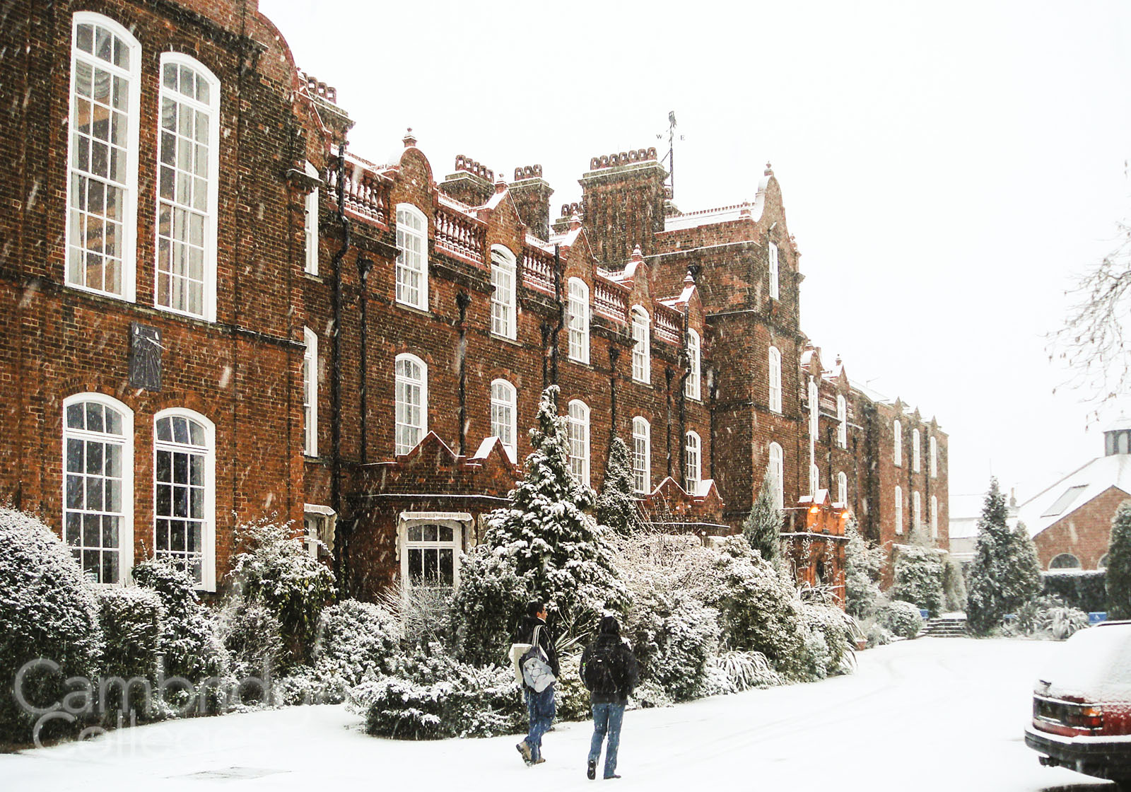 Margaret Wileman building at Hughes Hall, in the snow