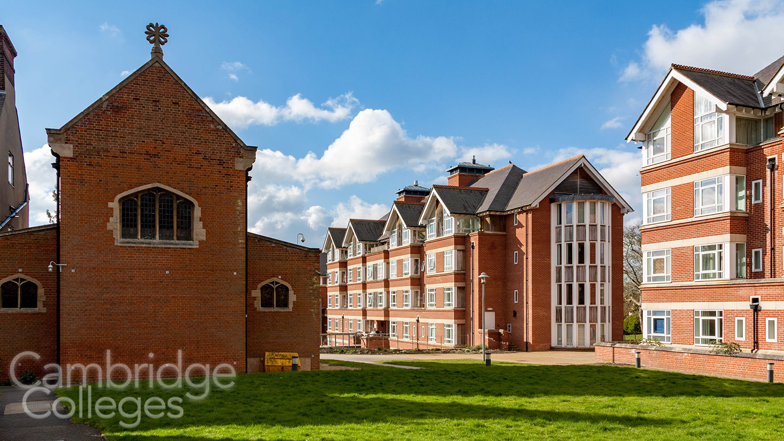 St Edmund's college chapel and modern accommodation blocks