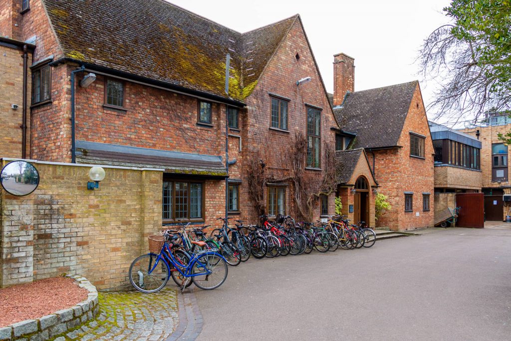Bicycles parked outside Bredon House, Wolfson College